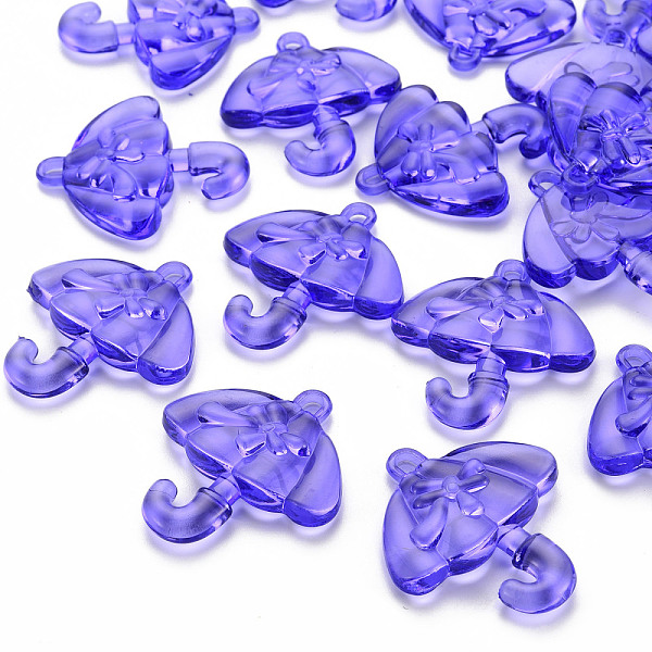 

PandaHall Transparent Acrylic Pendants, Umbrella with Bowknot, Medium Purple, 42.5x38x7.5mm, Hole: 3x3.5mm, about 109pcs/500g Acrylic...