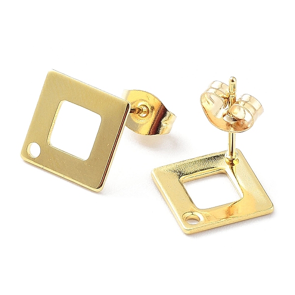 

PandaHall 201 Stainless Steel Rhombus Stud Earring Findings, with 304 Stainless Steel Pins, Golden, 10x10x0.7mm, Hole: 1mm, Pin: 0.7mm 304...