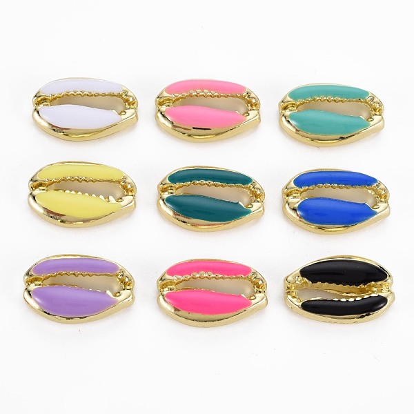 

PandaHall Rack Plating Alloy Charms, with Enamel, Cadmium Free & Lead Free, Cowrie Shell, Light Gold, Mixed Color, 12x19x4.5mm Alloy+Enamel..., Multicolor