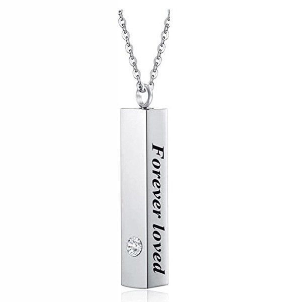 

PandaHall Cuboid with Word Forever Loved Urn Ashes Pendant Necklace with Rhinestone, 201 Stainless Steel Pet Memorial Jewelry for Men Women...