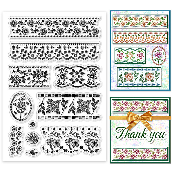 

PandaHall Custom PVC Plastic Clear Stamps, for DIY Scrapbooking, Photo Album Decorative, Cards Making, Flower, 160x110mm Plastic Flower