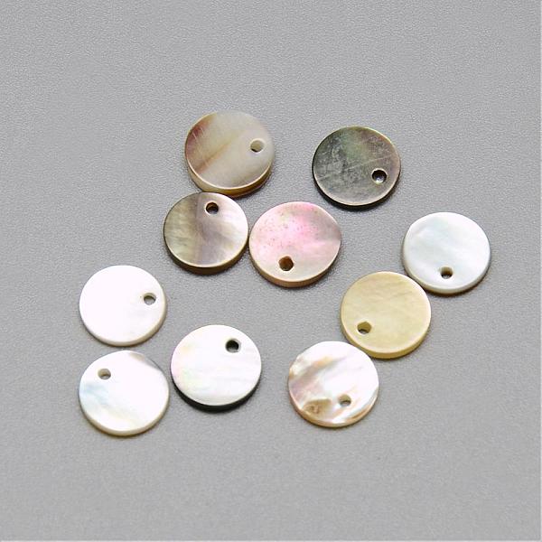 

PandaHall Black Lip Shell Charms, Flat Round, Black, 7~8x1~2mm, Hole: 1mm Black Lip Shell Flat Round Black
