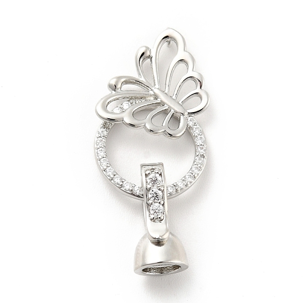 

PandaHall Butterfly with Ring Brass Micro Pave Clear Cubic Zirconia Fold Over Clasps, Cadmium Free & Lead Free, Platinum, Butterfly...