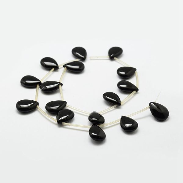 

PandaHall Natural Black Onyx Beads Strands, Top Drilled Beads, Dyed & Heated, Teardrop, 18x13x6mm, Hole: 1.5mm, about 16pcs/strand, 15.5...