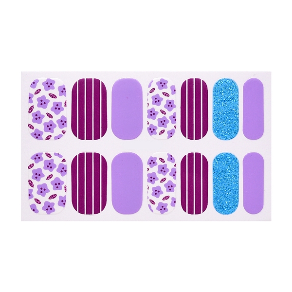 

PandaHall Fruit Floral Leopard Print Full Wrap Nail Polish Stickers, Self-Adhesive Glitter Powder Nail Decal Strips, with Free Manicure..., Purple