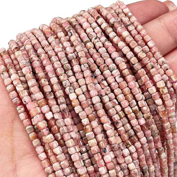 

PandaHall Natural Argentina Rhodonite Beads Strands, Faceted, Cube, 2.5x2.5x2.5mm, Hole: 0.6mm, about 156pcs/strand, 15.47''(39.3cm)...