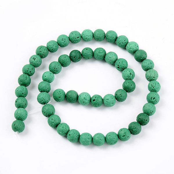 

PandaHall Natural Lava Rock Beads Strands, Dyed, Round, Teal, 8~8.5mm, Hole: 1.8mm, about 47pcs/strand, 14.96 inch(38cm) Lava Rock Round..., Cyan