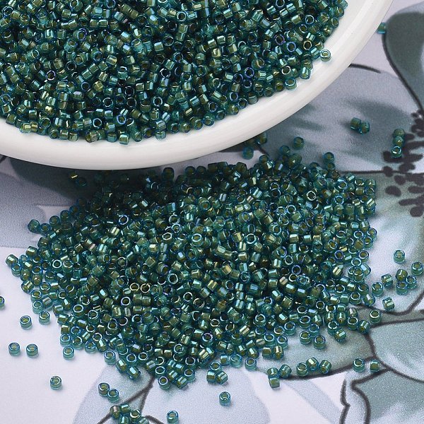 

PandaHall MIYUKI Delica Beads, Cylinder, Japanese Seed Beads, 11/0, (DB2381) Inside Dyed Spruce, 1.3x1.6mm, Hole: 0.8mm, about 20000pcs/bag..., Cyan