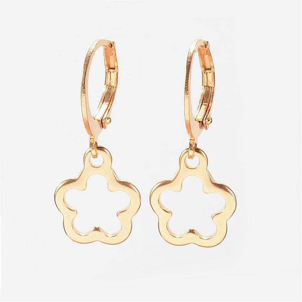 

PandaHall 304 Stainless Steel Leverback Earrings, Hypoallergenic Earrings, , Flower, Golden, 26mm, Pin: 1mm 304 Stainless Steel