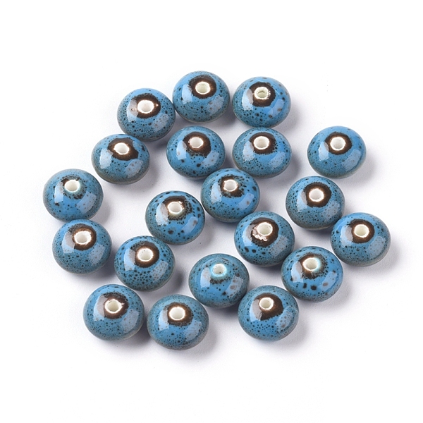 

PandaHall Handmade Porcelain Beads, FancyAntique Glazed Porcelain, Rondelle, Sky Blue, 12x7mm, Hole: 2mm Porcelain Rondelle Blue