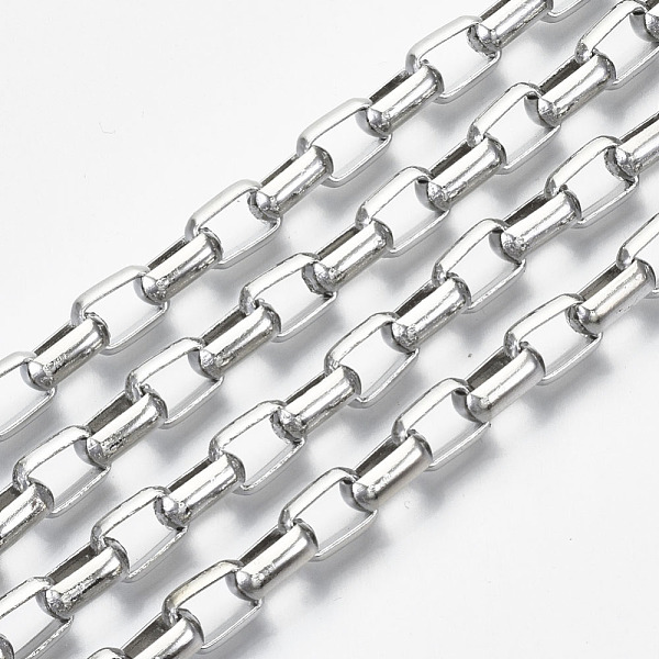 

PandaHall Unwelded Iron Box Chains, Venetian Chains, with Spool, Platinum, 11.7x7.5x3.6mm, about 32.8 Feet(10m)/roll Iron