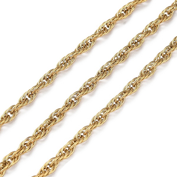 

PandaHall Ion Plating(IP) 304 Stainless Steel Rope Chains, Soldered, with Spool, Golden, 3mm, about 10m/Roll 304 Stainless Steel