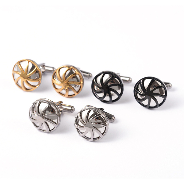 Flat Round 304 Stainless Steel Cufflinks