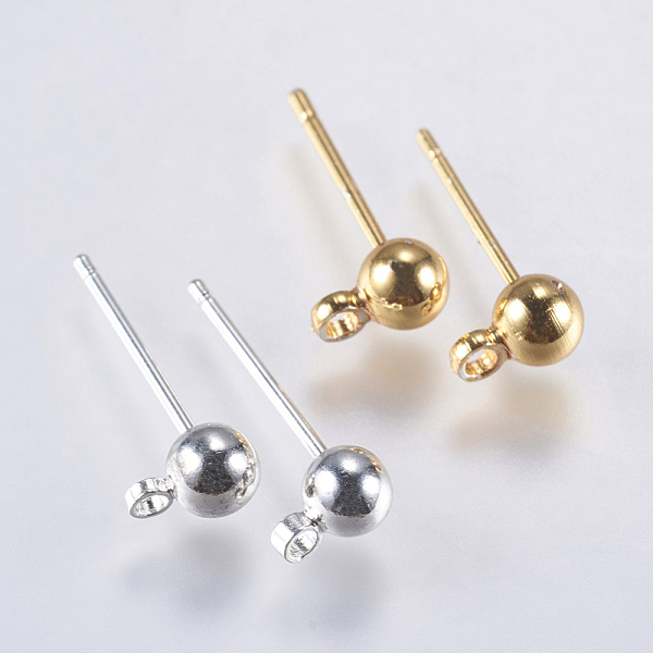 

PandaHall Brass Stud Earring Findings, with Loop, Long-Lasting Plated, Lead Free & Cadmium Free, Mixed Color, 6x4mm, Hole: 1mm, Pin: 0.9mm...