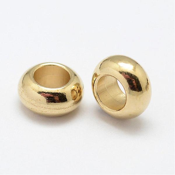 

PandaHall Brass Spacer Beads, Nickel Free, Rondelle, Raw(Unplated), 8x4mm, Hole: 4mm Brass Rondelle