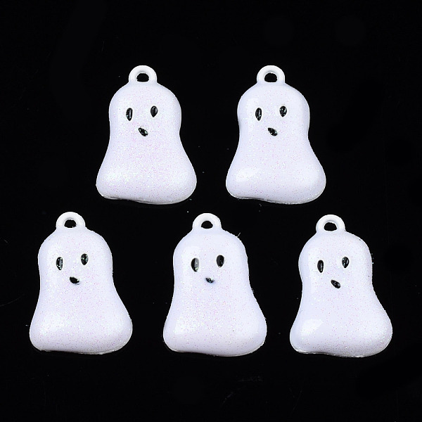 

PandaHall Spray Painted Alloy Enamel Pendants, Cadmium Free & Nickel Free & Lead Free, with Shimmering Powder, Halloween, Ghost, White...