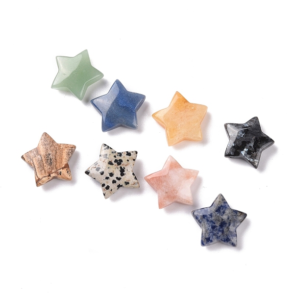 

PandaHall Natural Gemstone Beads, No Hole, Star, 24x25x8mm Mixed Stone Star