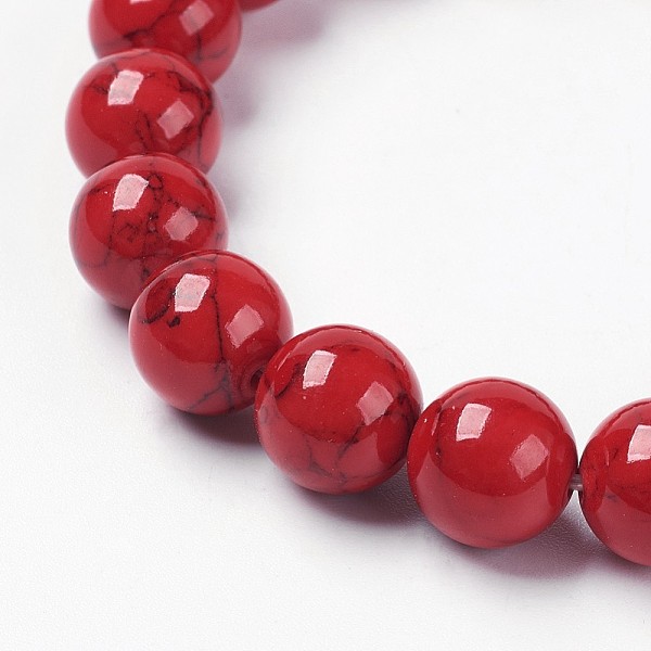 

PandaHall Synthetic Turquoise Beaded Stretch Bracelet, Round, Brown, 2 inch(5cm), Beads: 6mm Synthetic Turquoise Brown