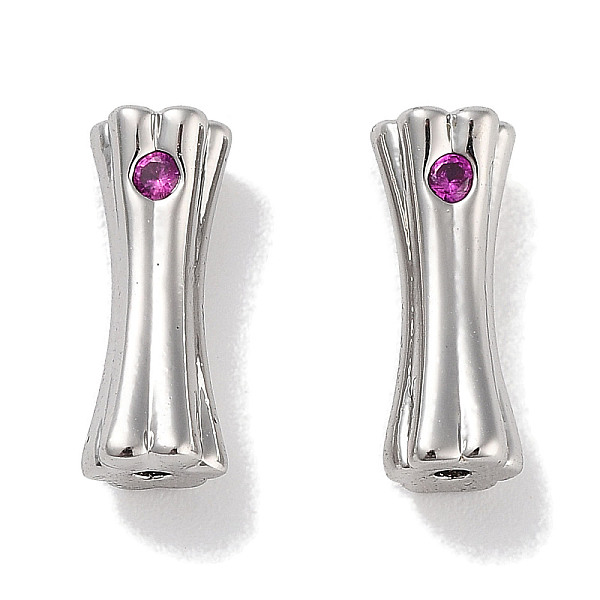 

PandaHall Brass Micro Pave Cubic Zirconia, Tube Beads, Platinum, Violet, 10.5x3.5mm, Hole: 0.8mm Brass Purple