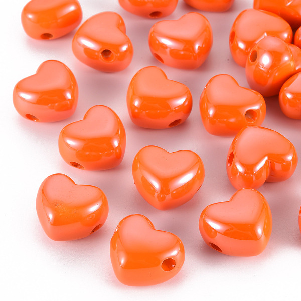 

PandaHall Opaque Acrylic European Beads, Large Hole Beads, Pearlized, Heart, Orange Red, 19.5x21.5x14.5mm, Hole: 4mm Acrylic Heart