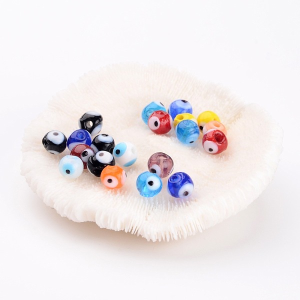 

PandaHall Handmade Lampwork Beads, Evil Eye, Mixed Color, 8mm, Hole: 2mm Lampwork Evil Eye Multicolor