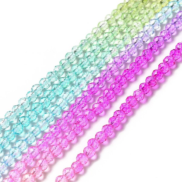 Transparent Gradient Color Glass Beads Strands