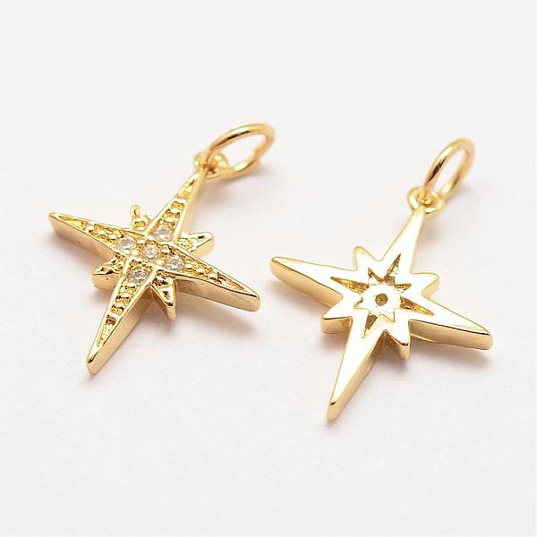 

PandaHall Brass Micro Pave Grade AAA Cubic Zirconia Pendants, Long-Lasting Plated, Star, Cadmium Free & Nickel Free & Lead Free, Real 18K...