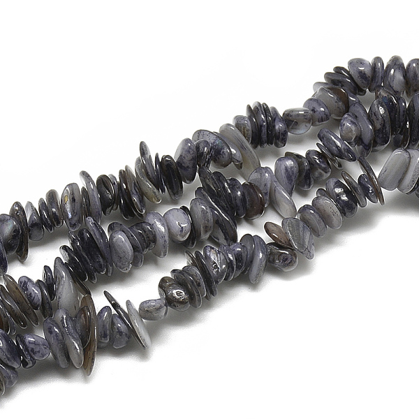 

PandaHall Freshwater Shell Beads Strands, Dyed, Chip, Gray, 8~28x6~8x1~4.5mm, Hole: 1mm, about 340~380pcs/strand, 29.9 inch Freshwater Shell...