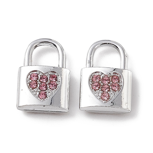 

PandaHall Alloy Light Rose Rhinestone Pendants, Lock with Heart Charm, Platinum, 15x9.5x3.5mm, Hole: 5x5mm Alloy+Rhinestone Lock Pink