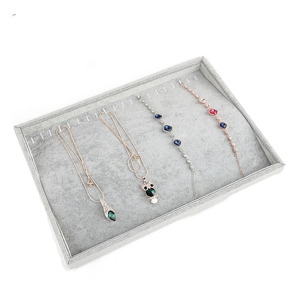 PandaHall Velvet Necklace Display Tray, Jewelry Organizer Holder for Necklace Storage, Rectangle, Gainsboro, 240x350x30mm Velvet Rectangle...