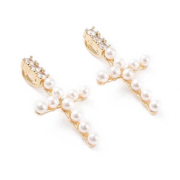 

PandaHall Brass Micro Pave Cubic Zirconia Pendants, with Shell Pearl Beads, Long-Lasting Plated, Cross, Clear, Real 18K Gold Plated..., White