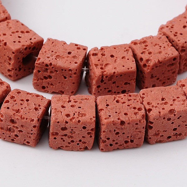 

PandaHall Natural Lava Rock Beads Strands, Cube, Dyed, Red, 6.5x6.5x6.5mm, about 60pcs/strand, 15.60''(39.63cm) Lava Rock Cube Red