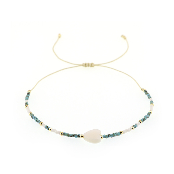 

PandaHall Seashell Peach Heart Beaded Bracelet for Women Glass