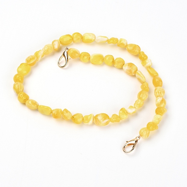 

PandaHall Acrylic Beads Bag Strap, with Alloy Clasps, for Bag Replacement Accessories, Yellow, 60x1~1.3cm Plastic Yellow