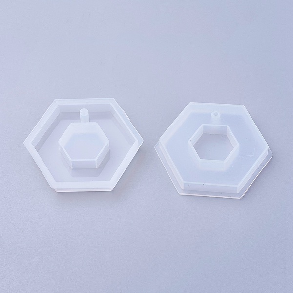 

PandaHall Pendant Silicone Molds, Resin Casting Molds, For UV Resin, Epoxy Resin Jewelry Making, Hexagon, White, Inner Size: 70x60x12mm...