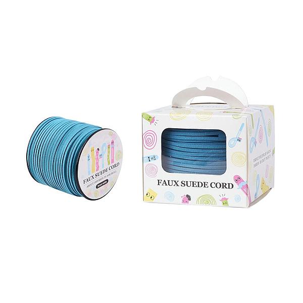 

PandaHall Faux Suede Cord, Faux Suede Lace, Paper Box Packing, Dodger Blue, 3.0x1.4mm, about 98.43yards/roll(90m/roll) Faux Suede Blue