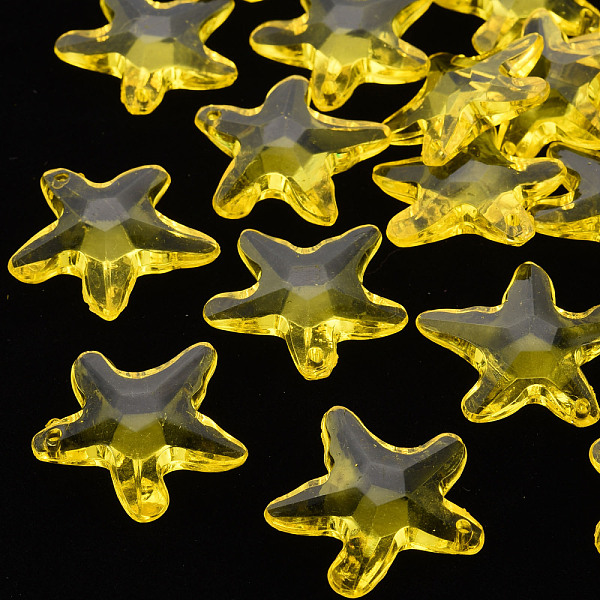 

PandaHall Transparent Acrylic Beads, Star, Yellow, 28.5x29.5x7.5mm, Hole: 1.8mm, about 189pcs/500g Acrylic Star Yellow