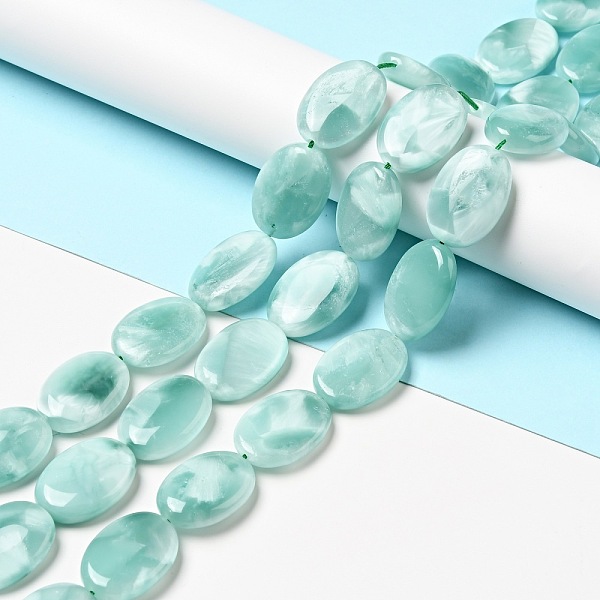 

PandaHall Natural Glass Beads Strands, Grade A, Egg, Aqua Blue, 25x18x6.5mm, Hole: 1.2mm, about 16pcs/strand, 15.5~15.7''(39.37~39.88cm)..., Cyan