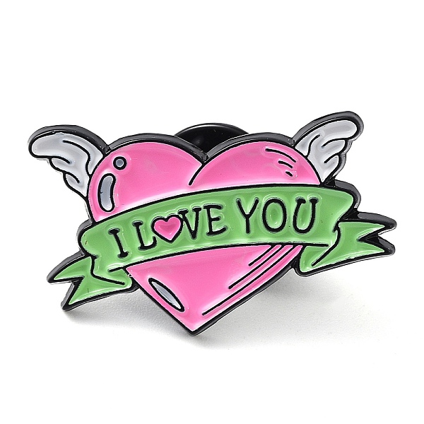 

PandaHall Valentine's Day Black Zinc Alloy Brooches, Pink Enamel Pins for Women, Wing, 17x28x1.5mm Alloy+Enamel Wing Pink