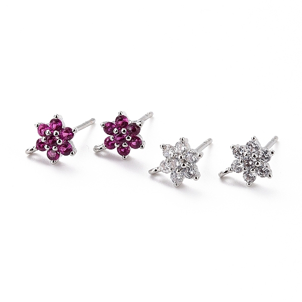 

PandaHall Brass Micro Pave Cubic Zirconia Stud Earrings Findings, Cadmium Free & Lead Free, Flower with Loop, Platinum, Mixed Color..., Multicolor