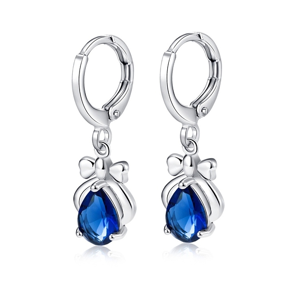 

PandaHall Platinum Tone Stainless Steel Dangle Earrings, with Cubic Zirconia, Dark Blue, 26x9mm Cubic Zirconia Blue