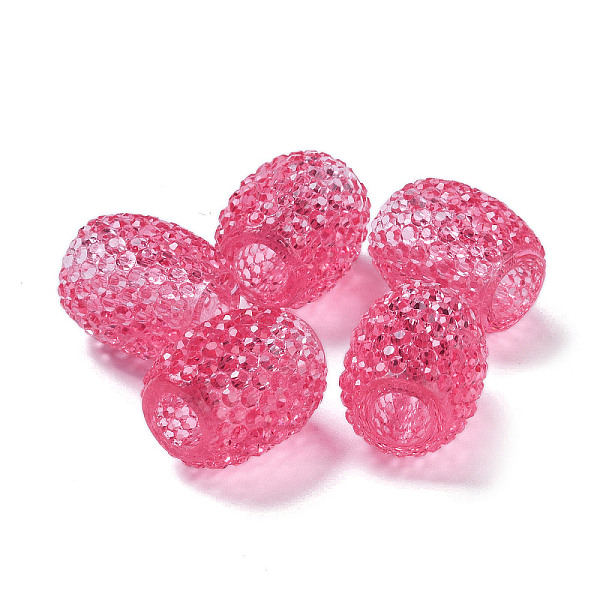 

PandaHall Transparent Resin European Jelly Colored Beads, Large Hole Barrel Beads, Bucket Shaped, Cerise, 15x12.5mm, Hole: 5mm Resin Barrel..., Red