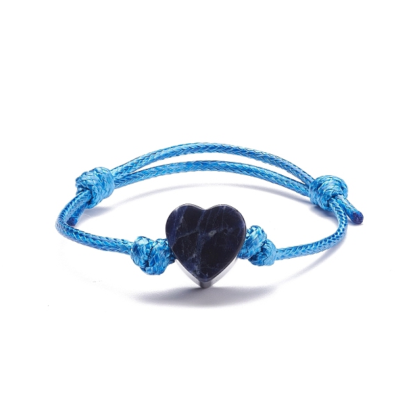 

PandaHall Natural Sodalite Heart Braided Cord Bracelet, Adjustable Friendship Bracelet for Women, Inner Diameter: 2-1/8~3 inch(5.4~7.6cm)...