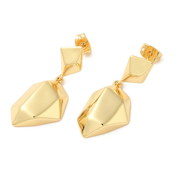 Polygon Brass Dangle Stud Earrings