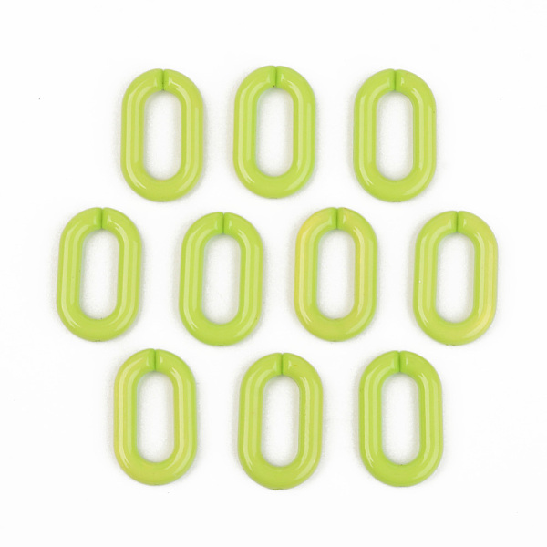 

PandaHall Opaque Acrylic Linking Rings, Quick Link Connectors, for Cable Chains Making, Unwelded, Oval, Yellow Green, 27x16.5x4.5mm, Inner...