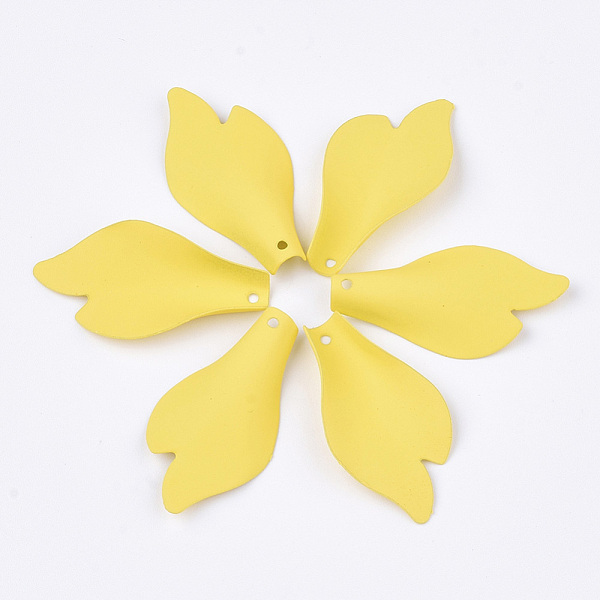 

PandaHall Spray Painted Eco-Friendly Iron Pendants, Flower Petal, Yellow, 32.5x17x4mm, Hole: 0.8mm Iron Flower Yellow
