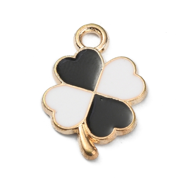 

PandaHall Alloy Enamel Pendants, Golden, Clover, White, 18x12x1.3mm, Hole: 1.8mm Alloy+Enamel Clover White