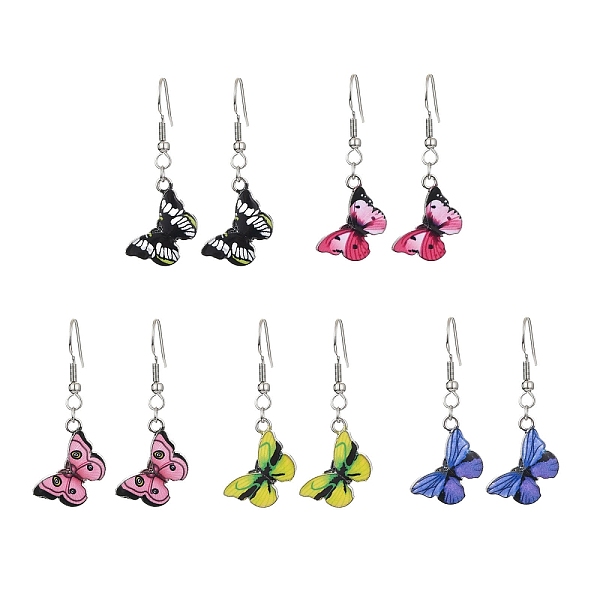 

PandaHall Alloy Enamel Dangle Earrings, Butterfly, Mixed Color, 43x17mm Alloy Butterfly Multicolor