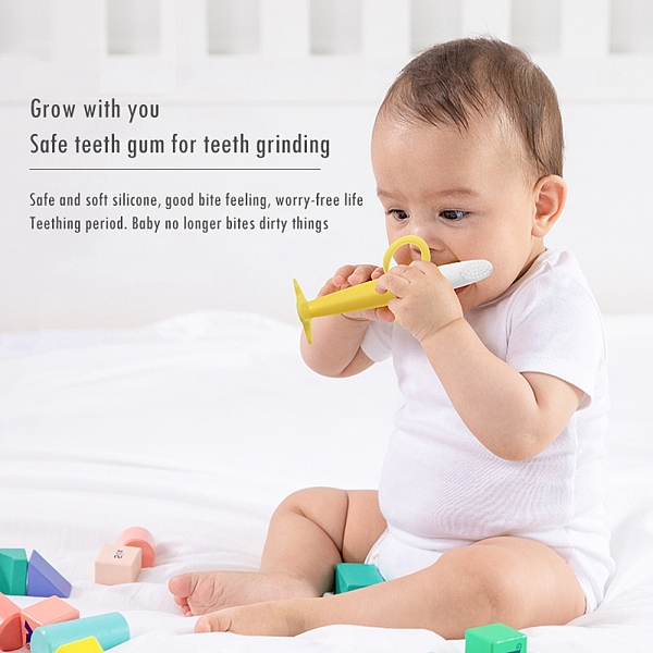 

PandaHall Silicone Banana Teether and Toothbrush, Baby Chewing Teething Toys for Baby Shower, Gold, 125x61.5x42mm Silicone Banana Gold