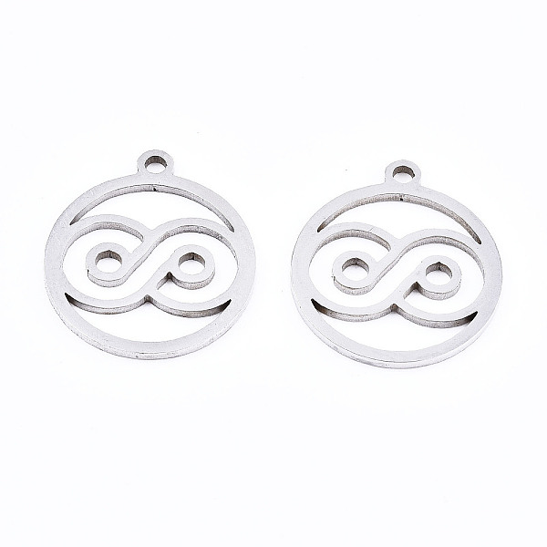 

PandaHall 201 Stainless Steel Pendants, Laser Cut, Flat Round, Stainless Steel Color, 17x15x1mm, Hole: 1.4mm 201 Stainless Steel Flat Round